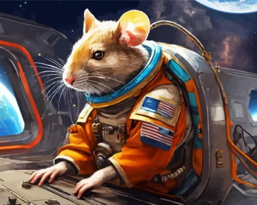 Mouse In Space Station Diamond Painting