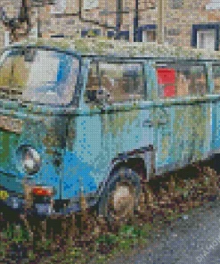 Old Blue VW Van Diamond Painting