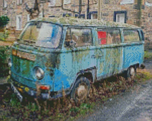 Old Blue VW Van Diamond Painting