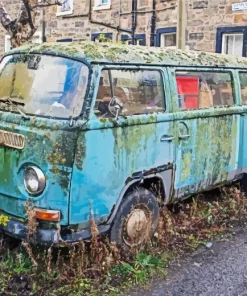 Old Blue VW Van Diamond Painting