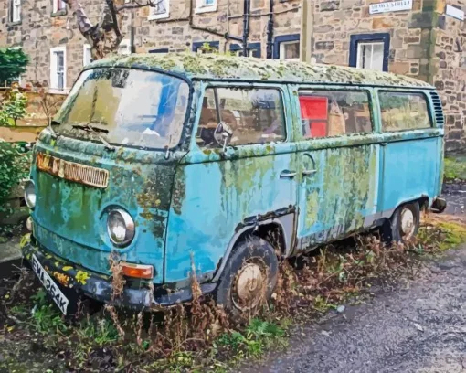 Old Blue VW Van Diamond Painting