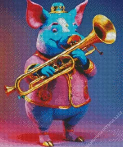 Pig Playing Baritone Diamond Painting