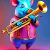 Pig Playing Baritone Diamond Painting