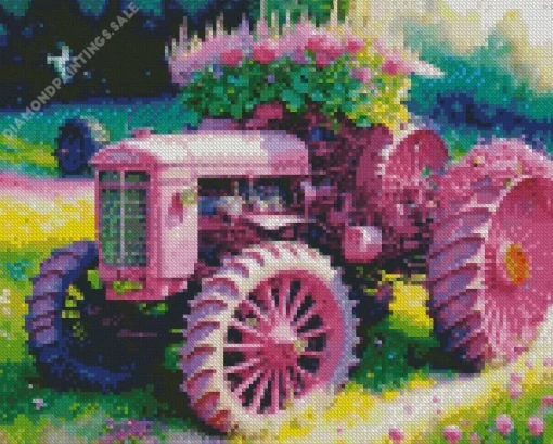 Pink Tractor Diamond Painting