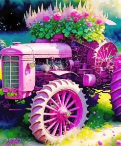 Pink Tractor Diamond Painting
