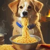 Puppy Eating Noodles Diamond Painting
