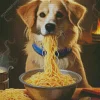 Puppy Eating Noodles Diamond Painting