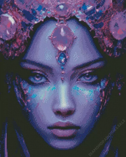 Purple Eyes Girl Diamond Painting
