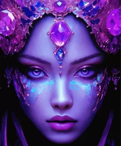 Purple Eyes Girl Diamond Painting