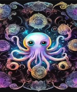 Purple Ghost Octopus Art Diamond Painting