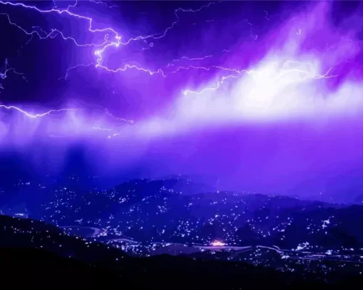 Purple Lightning Diamond Painting
