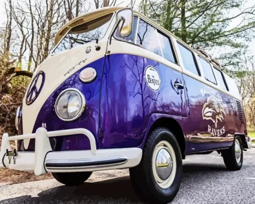 Purple Volkswagen Bus Diamond Painting