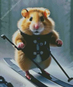 Rat Skiing In Snow Diamond Painting