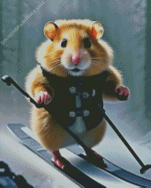 Rat Skiing In Snow Diamond Painting