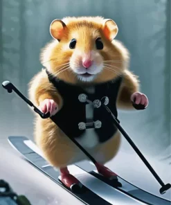Rat Skiing In Snow Diamond Painting