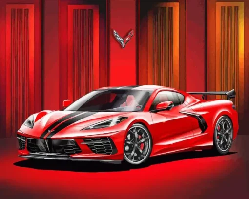 Red And Black Corvette Diamond Painting