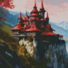 Red Fantasy Mountain Castle Art Diamond Painting