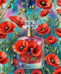 Red Flower Perfume Bottle Diamond Painting