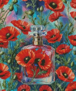 Red Flower Perfume Bottle Diamond Painting