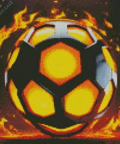 Soccer Ball On Fire Diamond Painting
