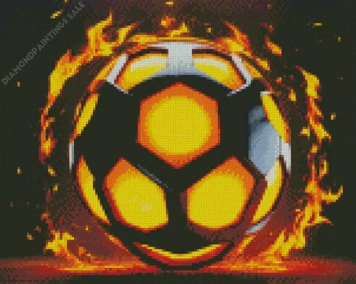 Soccer Ball On Fire Diamond Painting