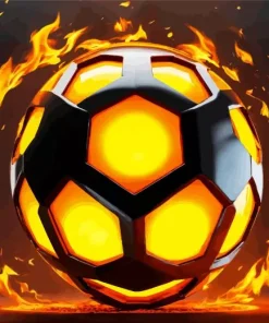 Soccer Ball On Fire Diamond Painting