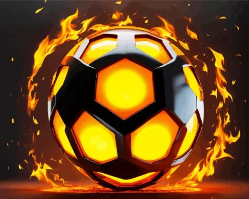 Soccer Ball On Fire Diamond Painting