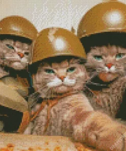 Soldier Cats Selfie Diamond Painting