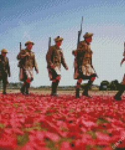 Soldiers In Poppy Field Diamond Painting