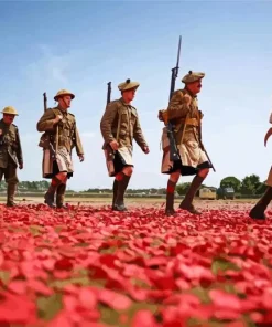 Soldiers In Poppy Field Diamond Painting