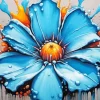Splatter Blue Flower Diamond Painting