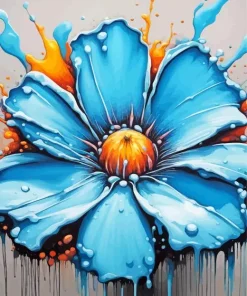 Splatter Blue Flower Diamond Painting