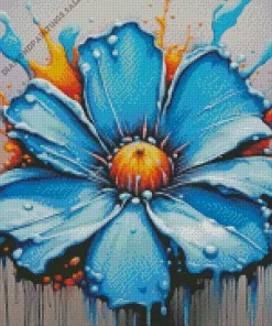 Splatter Blue Flower Diamond Painting
