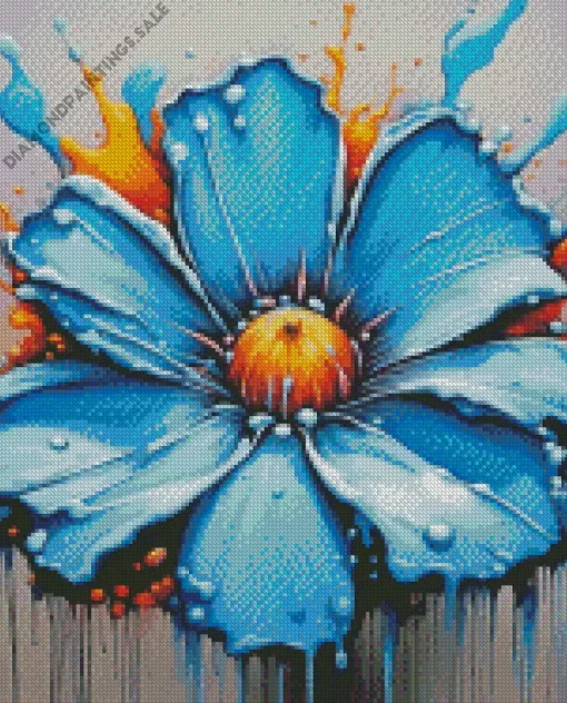 Splatter Blue Flower Diamond Painting