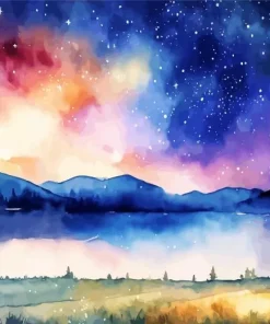 Starry Galaxy Landscape Diamond Painting