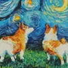 Starry Night Corgi Diamond Painting
