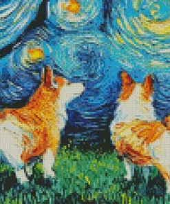 Starry Night Corgi Diamond Painting