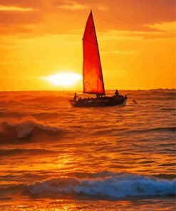 Sunset Boat Diamond Painting