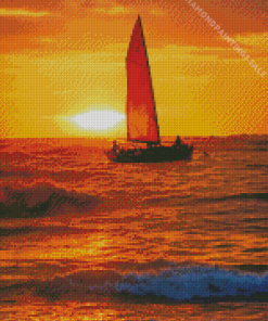 Sunset Boat Diamond Painting