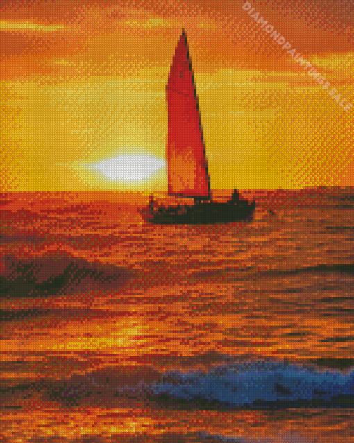 Sunset Boat Diamond Painting