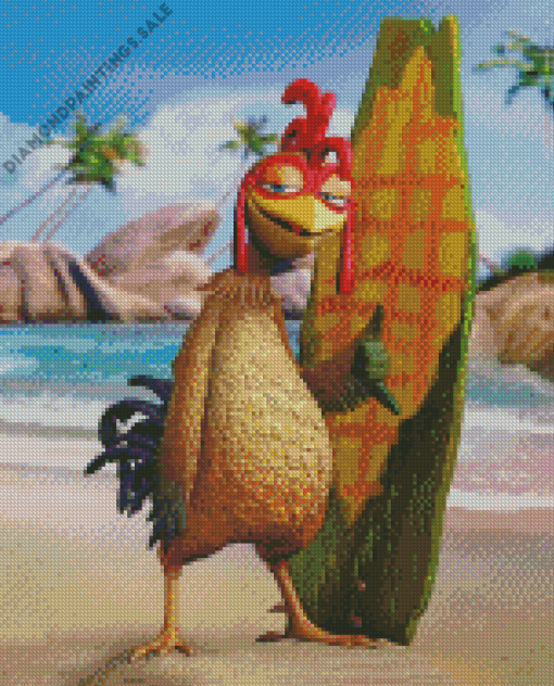 Surfing Chicken Diamond Painting