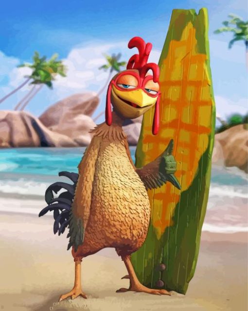 Surfing Chicken Diamond Painting