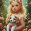 Sweet Girl And Dog Art Diamond Painting