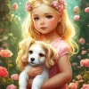 Sweet Girl And Dog Art Diamond Painting