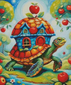 Turtle And Apples Art Diamond Painting