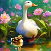 White Female Duck Diamond Painting