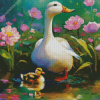 White Female Duck Diamond Painting