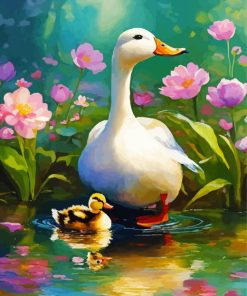 White Female Duck Diamond Painting