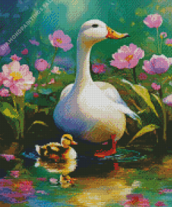 White Female Duck Diamond Painting