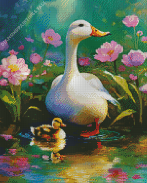 White Female Duck Diamond Painting
